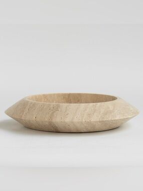 Travertine Eclipse Minimalist Handcrafted Decorative Stone Bowl